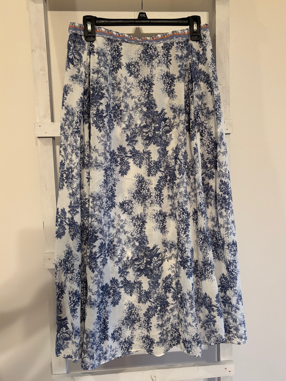Max Studio White and Blue Floral Maxi Skirt
